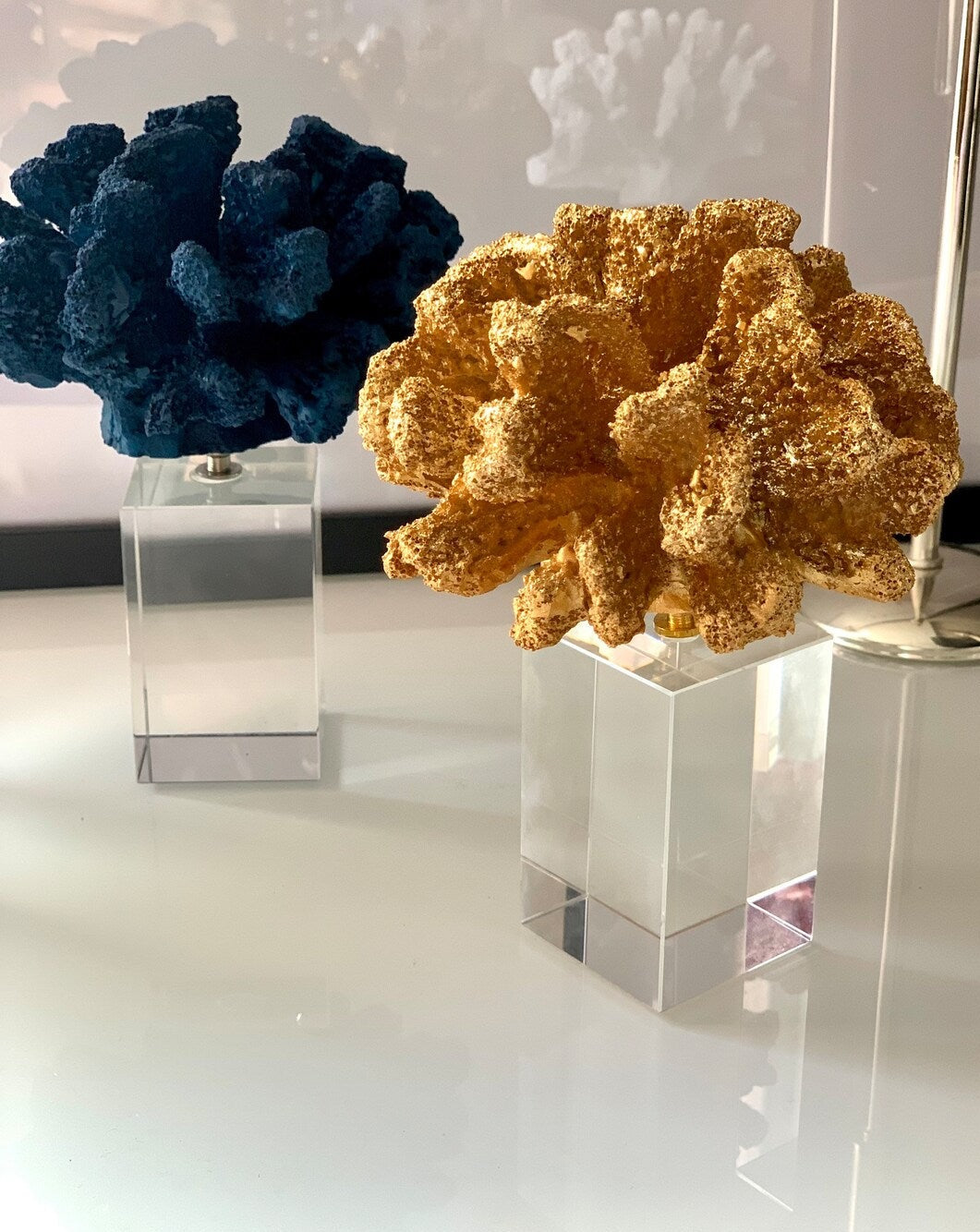 Decorative Gold Crystal Coral Reef, Coral Stone Sculpture, Luxury Coral Stone Home Decor, Polyester Coral Object, Luxury Home Decor Objects, MLH004/3 MARBLEMAR