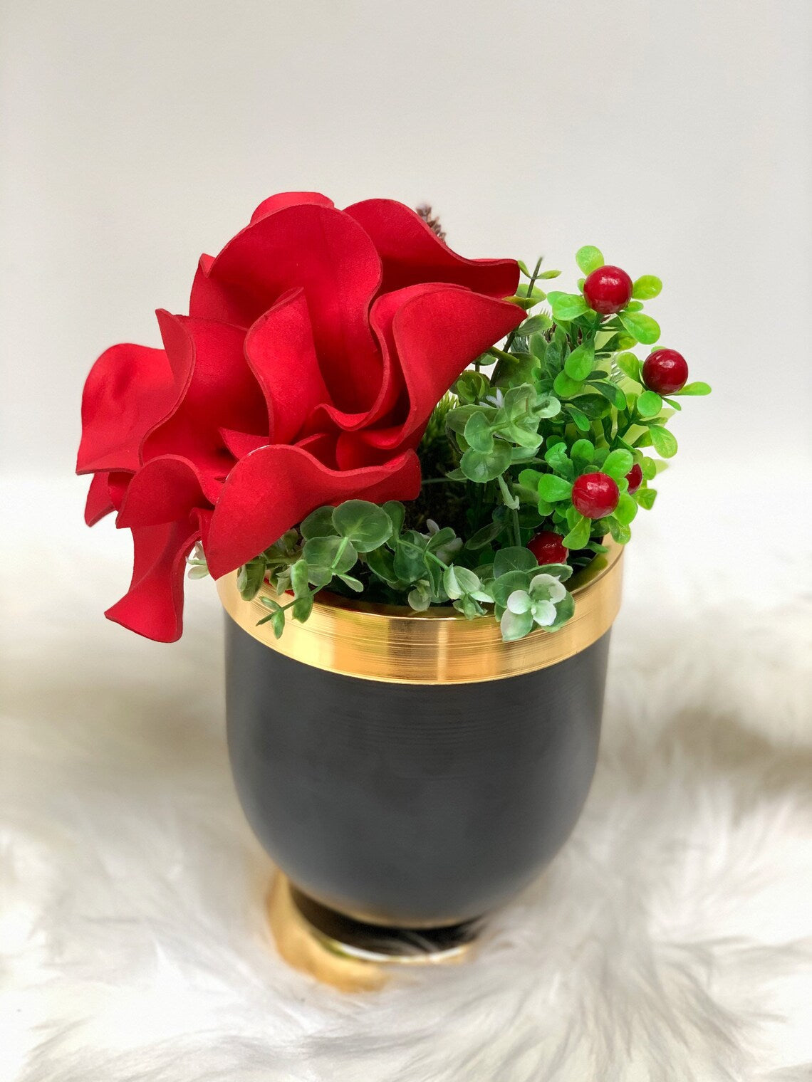 Red , Luxury Flower Arrangement, Wedding Decor, Quality Artificial Flower, Home Flower Decor, Faux Rose Pot, Luxury Home Decor Flower-MLH003/4