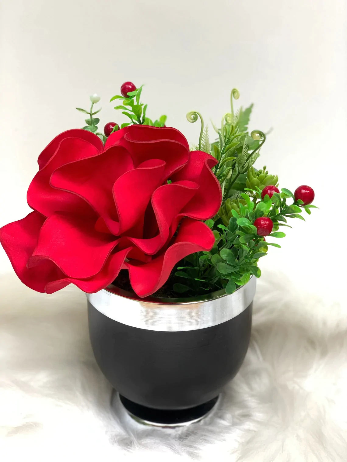 Red , Luxury Flower Arrangement, Wedding Decor, Quality Artificial Flower, Home Flower Decor, Faux Rose Pot, Luxury Home Decor Flower-MLH003/4