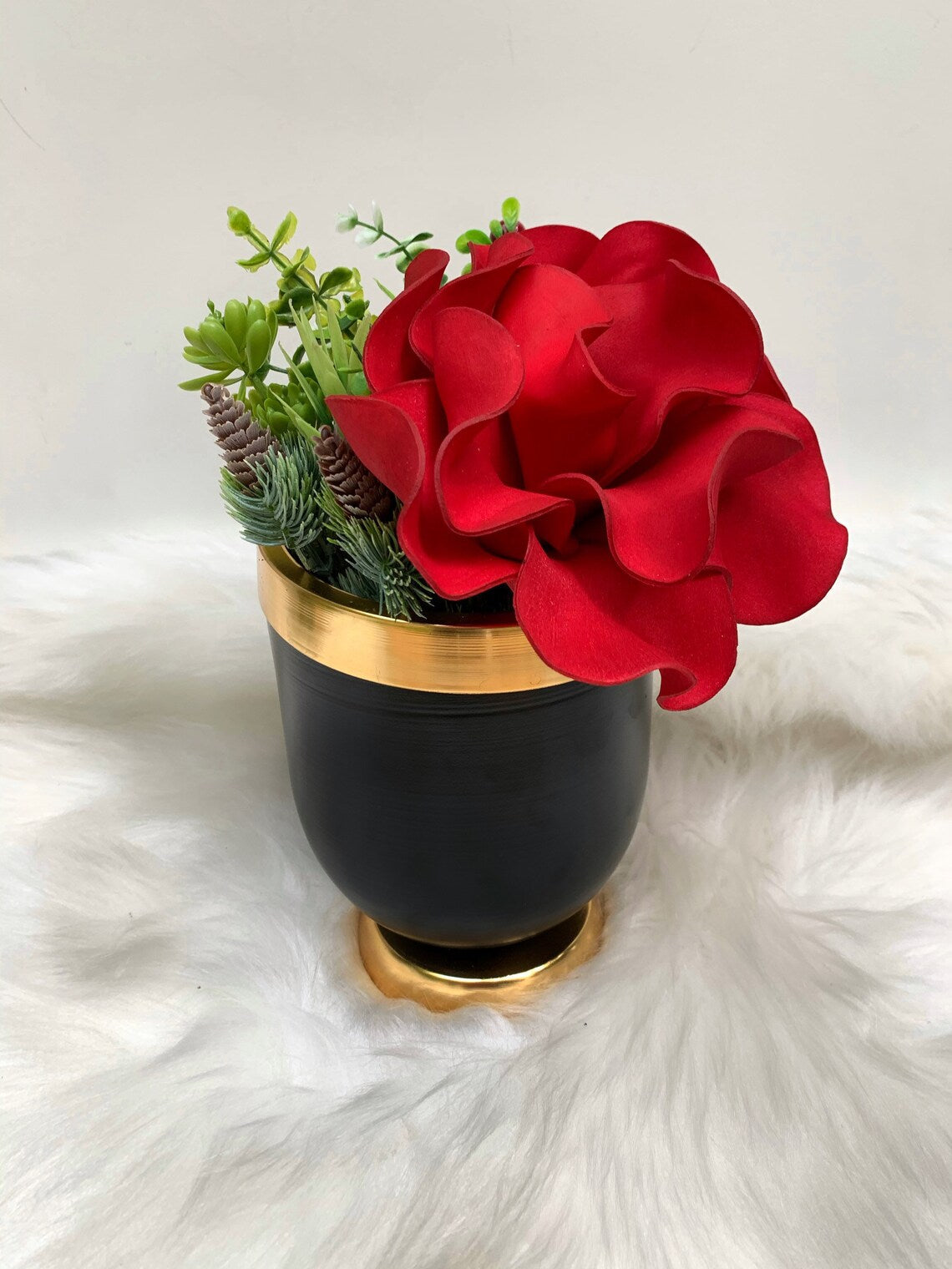 Red , Luxury Flower Arrangement, Wedding Decor, Quality Artificial Flower, Home Flower Decor, Faux Rose Pot, Luxury Home Decor Flower-MLH003/5