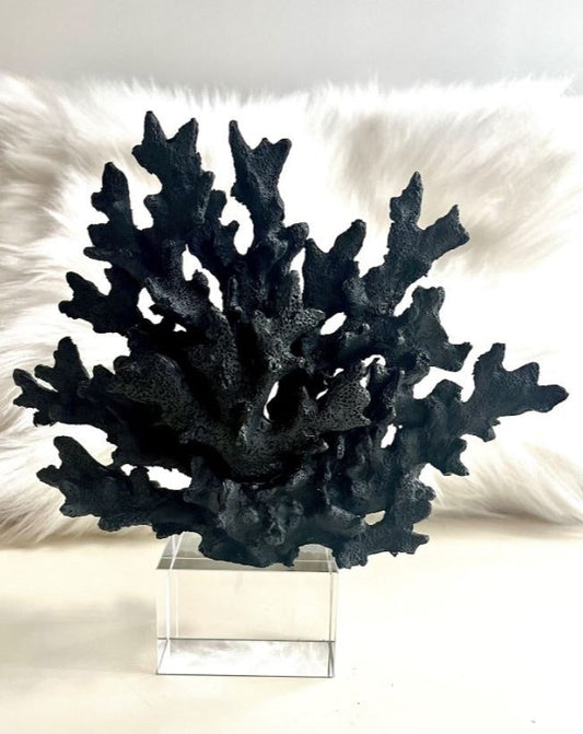 Black Decorative Crystalline Coral Reef, Coral Decor, Coral Stone Sculpture, Luxury Home Decor Objects, Coral Stone Shelf Decor ,Crystal,Polyester,Classic Coral Objects, MLH001/6 MARBLEMAR