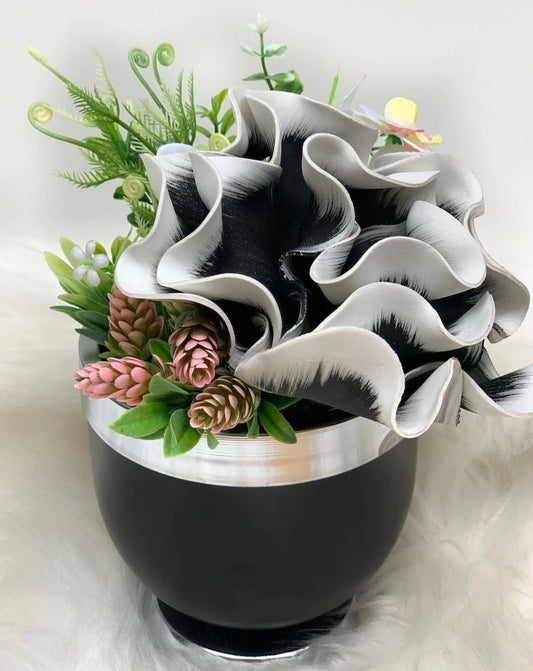Black+White , Luxury Flower Arrangement, Wedding Decor, Quality Artificial Flower, Home Flower Decor, Faux Rose Pot, Luxury Home Decor Flower-MLH003/1 MARBLEMAR