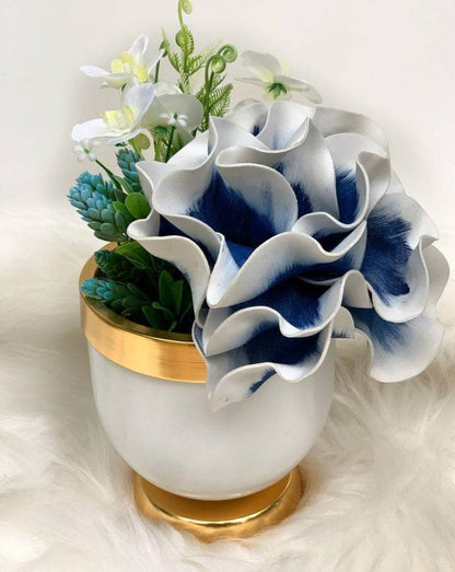 Blue+White , Luxury Flower Arrangement, Wedding Decor, Quality Artificial Flower, Home Flower Decor, Faux Rose Pot, Luxury Home Decor Flower-MLH003/3 MARBLEMAR
