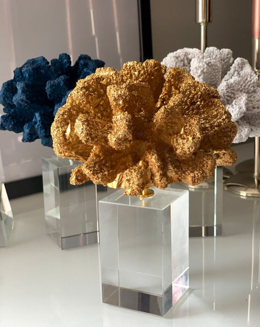 Decorative Gold Crystal Coral Reef, Coral Stone Sculpture, Luxury Coral Stone Home Decor, Polyester Coral Object, Luxury Home Decor Objects, MLH004/3 MARBLEMAR