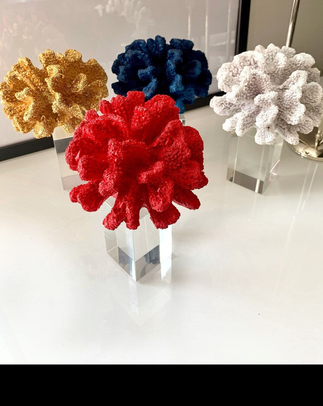 Decorative Navy Crystal Coral Reef, Coral Stone Sculpture, Luxury Coral Stone Home Decor, Polyester Coral Object, Luxury Home Decor Objects, MLH004/1 MARBLEMAR