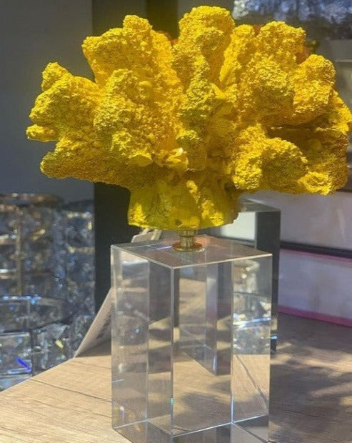 Decorative Yellow Crystal Coral Reef, Coral Stone Sculpture, Luxury Coral Stone Home Decor, Polyester Coral Object, Luxury Home Decor Objects, MLH004/6 MARBLEMAR