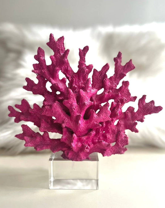 Fuchsia Decorative Crystalline Coral Reef, Coral Decor, Coral Stone Sculpture, Luxury Home Decor Objects, Coral Stone Shelf Decor ,Crystal,Polyester,Classic Coral Objects, MLH001/8 MARBLEMAR