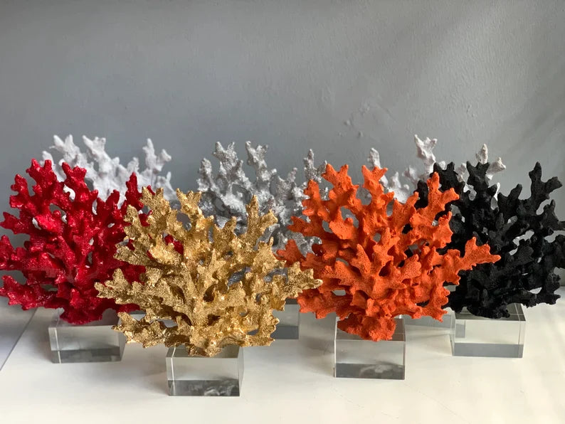 Gold Decorative Crystalline Coral Reef, Coral Decor, Coral Stone Sculpture, Luxury Home Decor Objects, Coral Stone Shelf Decor ,Crystal,Polyester,Classic Coral Objects, MLH001/1 MARBLEMAR