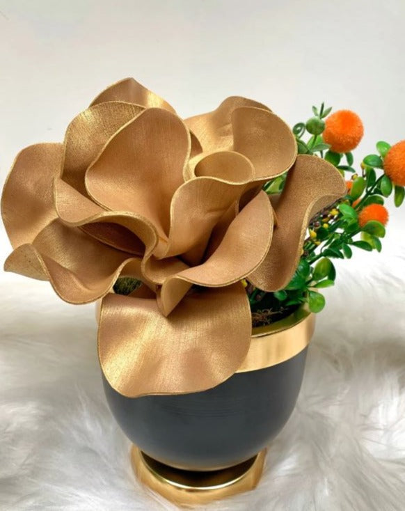 Gold , Luxury Flower Arrangement, Wedding Decor, Quality Artificial Flower, Home Flower Decor, Faux Rose Pot, Luxury Home Decor Flower-MLH003/12 MARBLEMAR