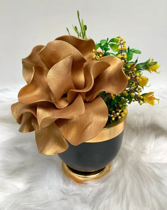Gold , Luxury Flower Arrangement, Wedding Decor, Quality Artificial Flower, Home Flower Decor, Faux Rose Pot, Luxury Home Decor Flower-MLH003/12 MARBLEMAR