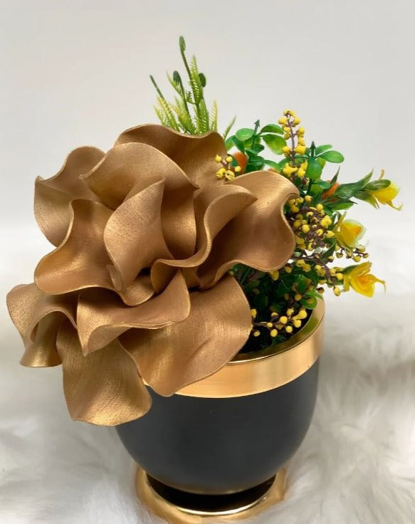 Gold , Luxury Flower Arrangement, Wedding Decor, Quality Artificial Flower, Home Flower Decor, Faux Rose Pot, Luxury Home Decor Flower-MLH003/12 MARBLEMAR