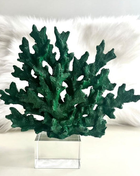 Green Decorative Crystalline Coral Reef, Coral Decor, Coral Stone Sculpture, Luxury Home Decor Objects, Coral Stone Shelf Decor ,Crystal,Polyester,Classic Coral Objects, MLH001/9 MARBLEMAR