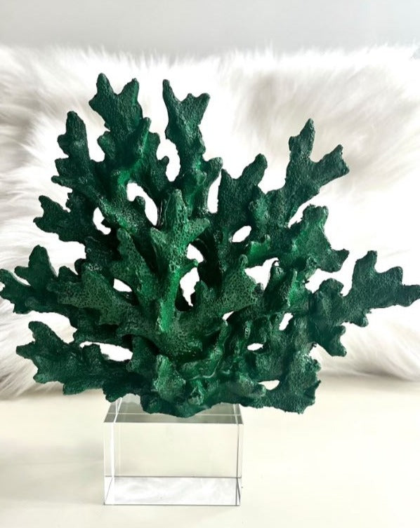 Green Decorative Crystalline Coral Reef, Coral Decor, Coral Stone Sculpture, Luxury Home Decor Objects, Coral Stone Shelf Decor ,Crystal,Polyester,Classic Coral Objects, MLH001/9 MARBLEMAR