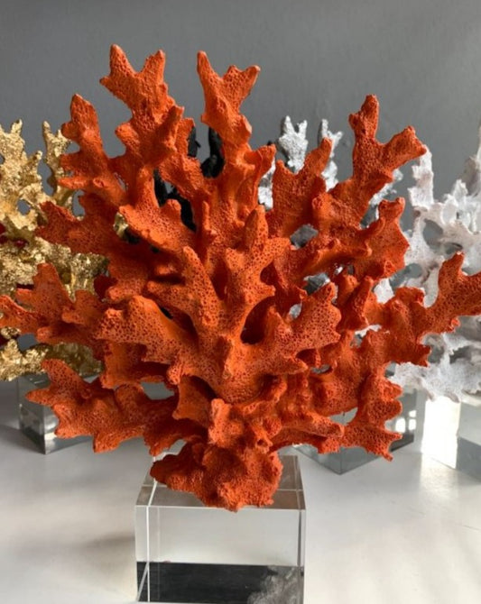 Orange Decorative Crystalline Coral Reef, Coral Decor, Coral Stone Sculpture, Luxury Home Decor Objects, Coral Stone Shelf Decor ,Crystal,Polyester,Classic Coral Objects, MLH001/10