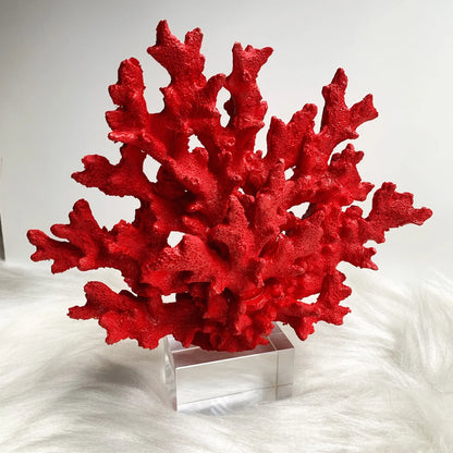 Red Decorative Crystalline Coral Reef, Coral Decor, Coral Stone Sculpture, Luxury Home Decor Objects, Coral Stone Shelf Decor ,Crystal,Polyester,Classic Coral Objects, MLH001/12