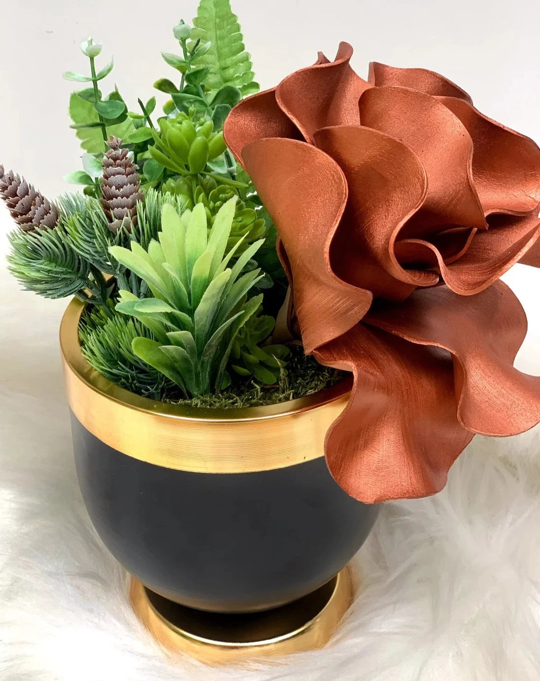 Roze Gold , Luxury Flower Arrangement, Wedding Decor, Quality Artificial Flower, Home Flower Decor, Faux Rose Pot, Luxury Home Decor Flower-MLH003/9