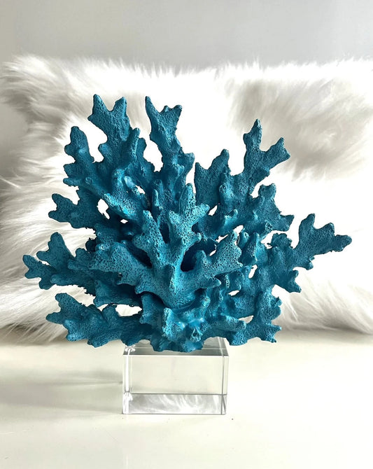 Turquoise,Decorative Crystalline Coral Reef, Coral Decor, Coral Stone Sculpture, Luxury Home Decor Objects, Coral Stone Shelf Decor ,Crystal,Polyester,Classic Coral Objects, MLH001/11