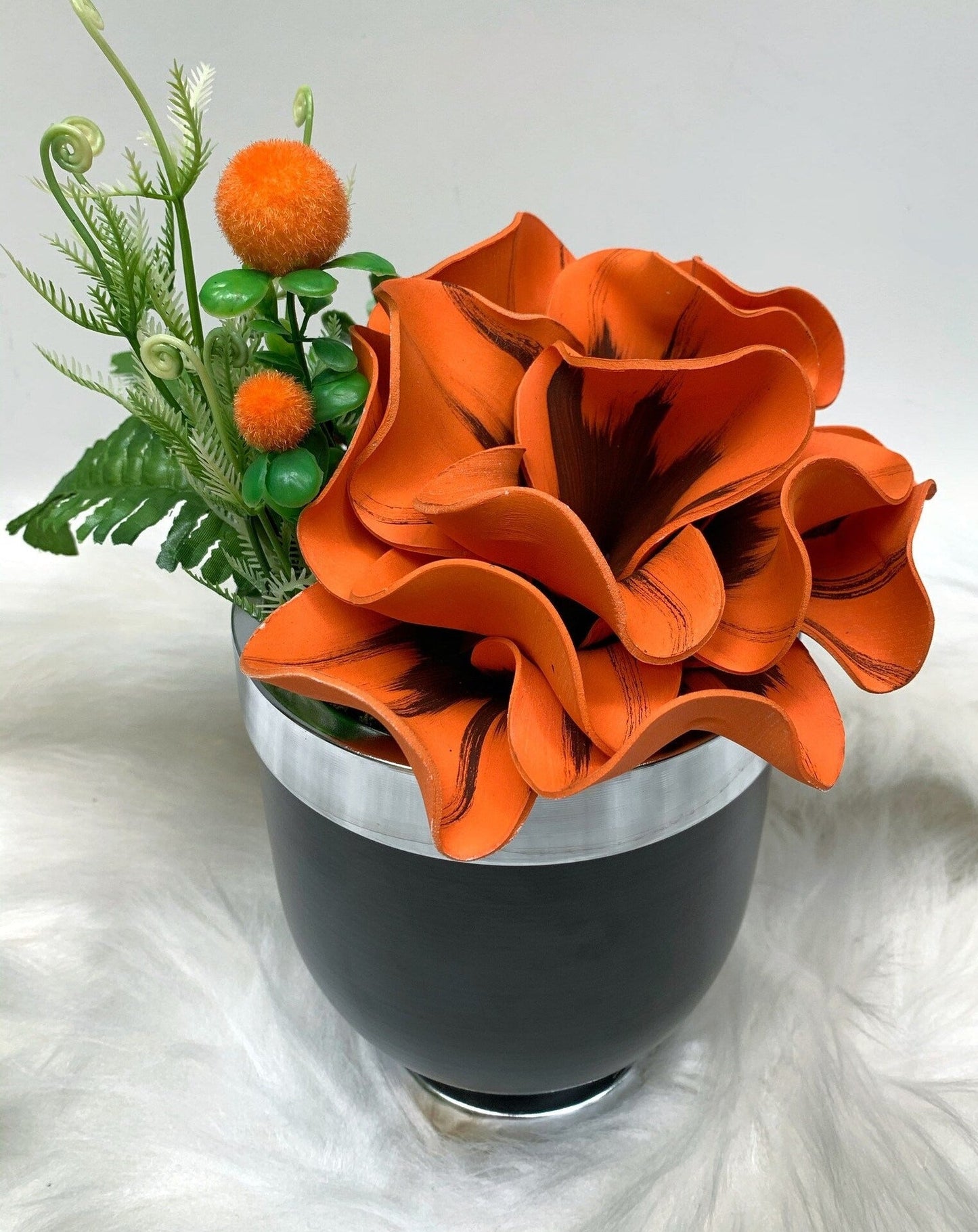 Orange , Luxury Flower Arrangement, Wedding Decor, Quality Artificial Flower, Home Flower Decor, Faux Rose Pot, Luxury Home Decor Flower-MLH003/11