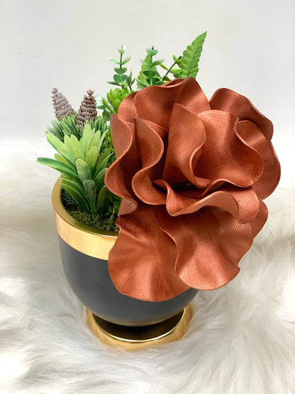 Roze Gold , Luxury Flower Arrangement, Wedding Decor, Quality Artificial Flower, Home Flower Decor, Faux Rose Pot, Luxury Home Decor Flower-MLH003/9