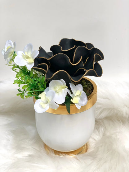 Black+Gold , Luxury Flower Arrangement, Wedding Decor, Quality Artificial Flower, Home Flower Decor, Faux Rose Pot, Luxury Home Decor Flower-MLH003/8