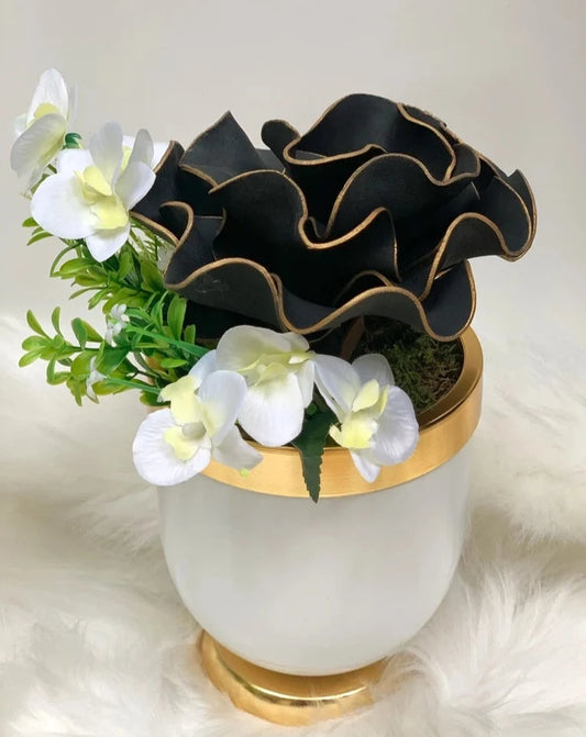 Black+Gold , Luxury Flower Arrangement, Wedding Decor, Quality Artificial Flower, Home Flower Decor, Faux Rose Pot, Luxury Home Decor Flower-MLH003/8