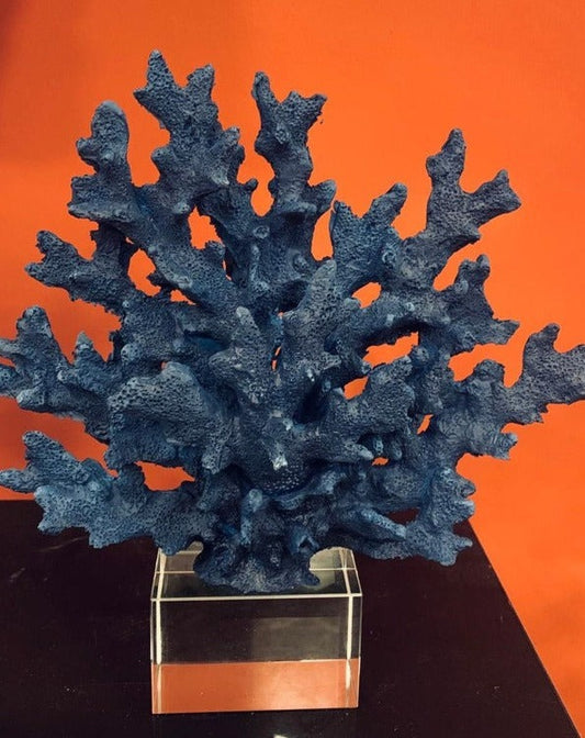 Navy Blue Decorative Crystalline Coral Reef, Coral Decor, Coral Stone Sculpture, Luxury Home Decor Objects, Coral Stone Shelf Decor ,Crystal,Polyester,Classic Coral Objects, MLH001/13